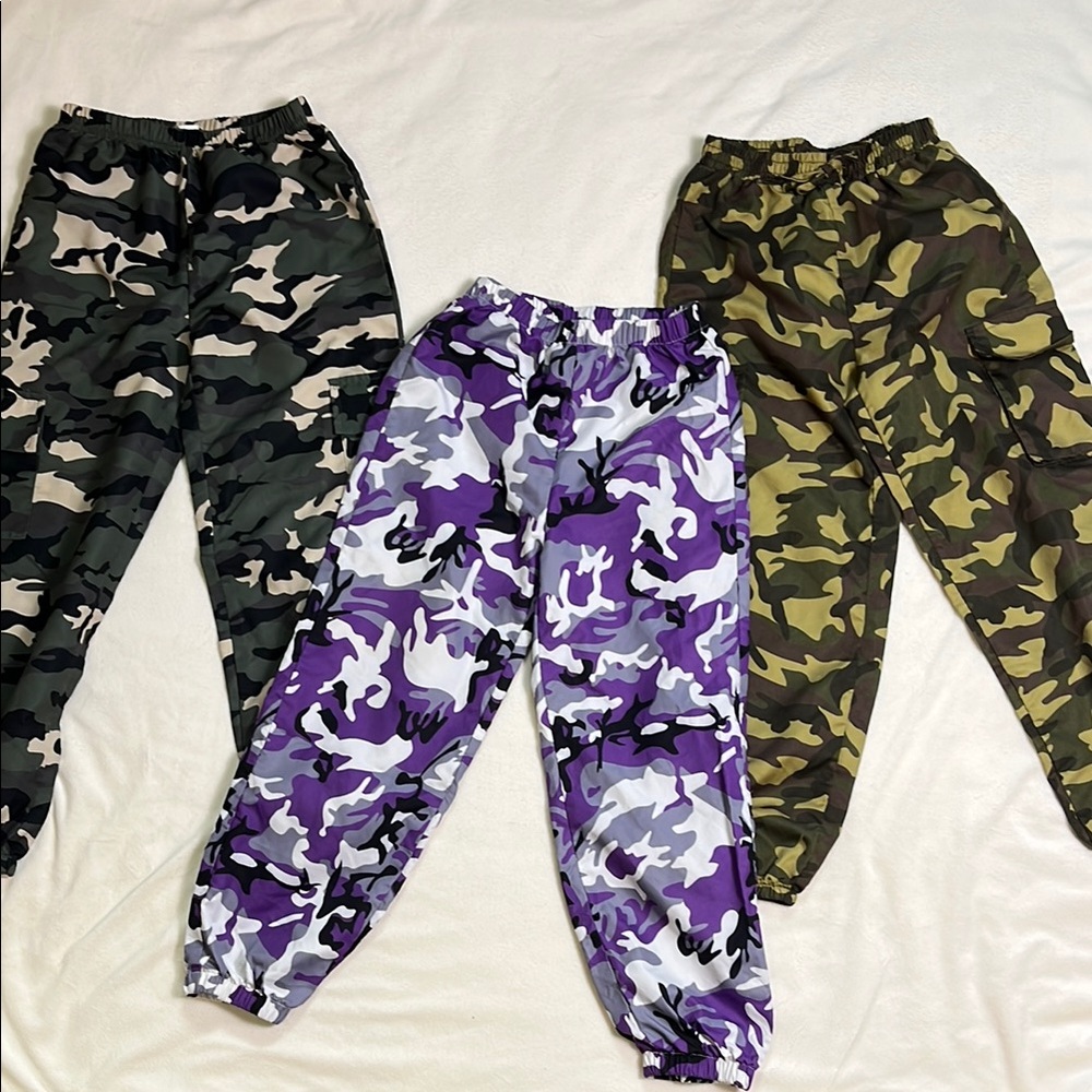 SHEIN Green and Purple Sweatpants Fashion-Forward Joggers